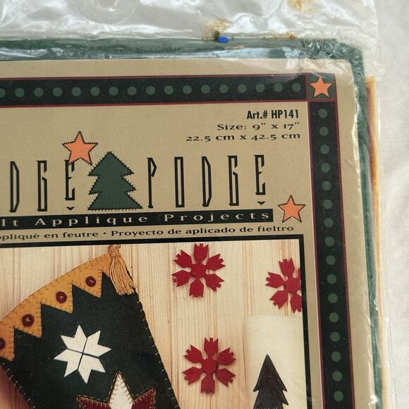 Hodge Podge Felt Applique Embroidery Quilted Star Christmas Stocking Kit NIP - Picture 2 of 5
